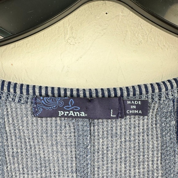 PrAna Sweater Womens L Blue Waffle Knit Long Sleeve Round Neck Pullover High Low - Picture 4 of 8